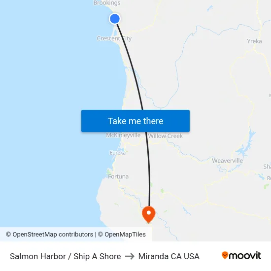 Salmon Harbor / Ship A Shore to Miranda CA USA map