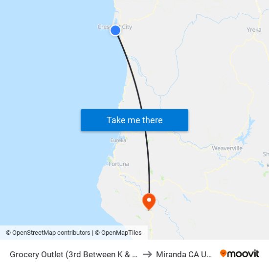 Grocery Outlet (3rd Between K & L) to Miranda CA USA map