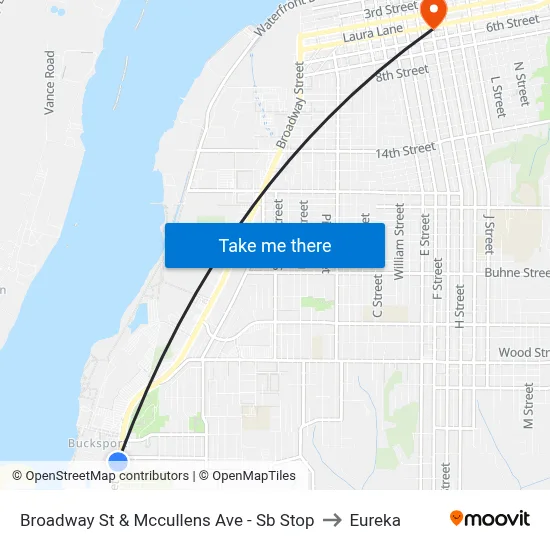 Broadway St & Mccullens Ave - Sb Stop to Eureka map