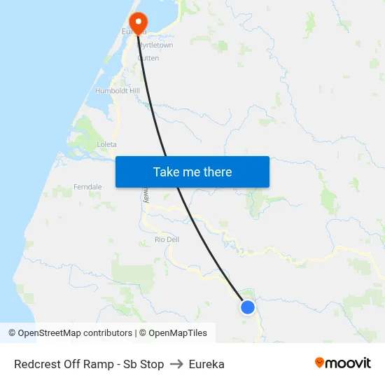Redcrest Off Ramp - Sb Stop to Eureka map