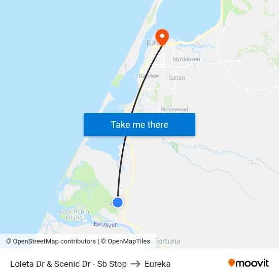 Loleta Dr & Scenic Dr - Sb Stop to Eureka map