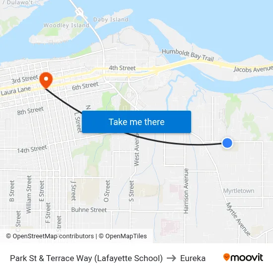 Park St & Terrace Way (Lafayette School) to Eureka map