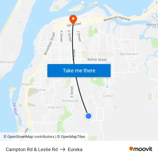Campton Rd & Leslie Rd to Eureka map