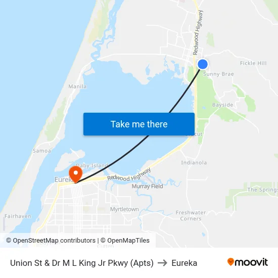 Union St & Dr M L King Jr Pkwy (Apts) to Eureka map