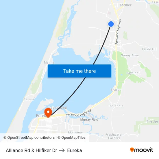 Alliance Rd & Hilfiker Dr to Eureka map