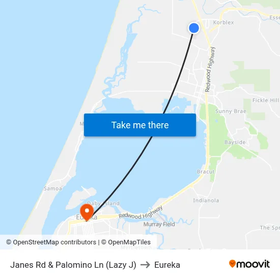 Janes Rd & Palomino Ln (Lazy J) to Eureka map