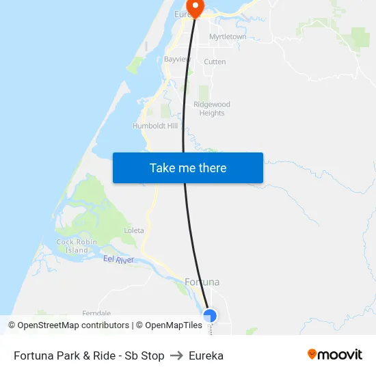 Fortuna Park & Ride - Sb Stop to Eureka map