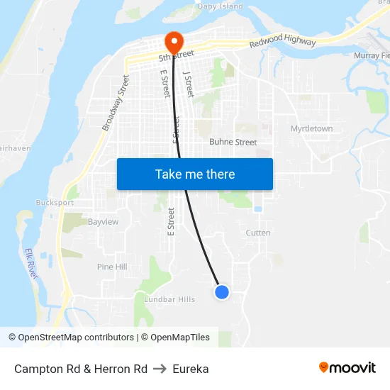 Campton Rd & Herron Rd to Eureka map