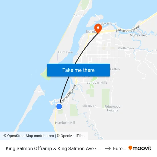 King Salmon Offramp & King Salmon Ave - Sb Stop to Eureka map