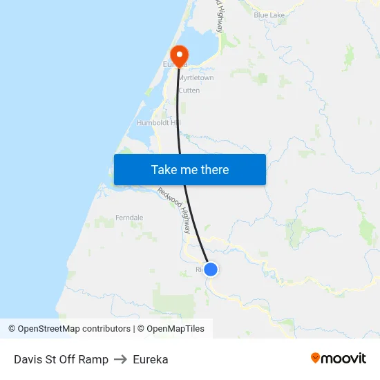 Davis St Off Ramp to Eureka map