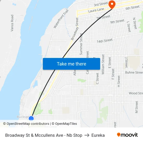 Broadway St & Mccullens Ave - Nb Stop to Eureka map