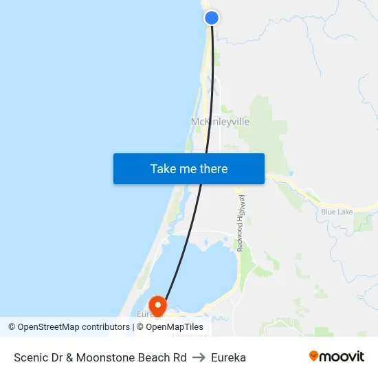 Scenic Dr & Moonstone Beach Rd to Eureka map