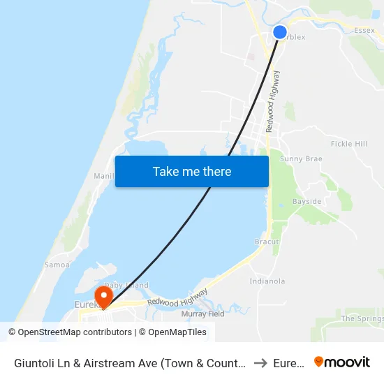 Giuntoli Ln & Airstream Ave (Town & Country) to Eureka map