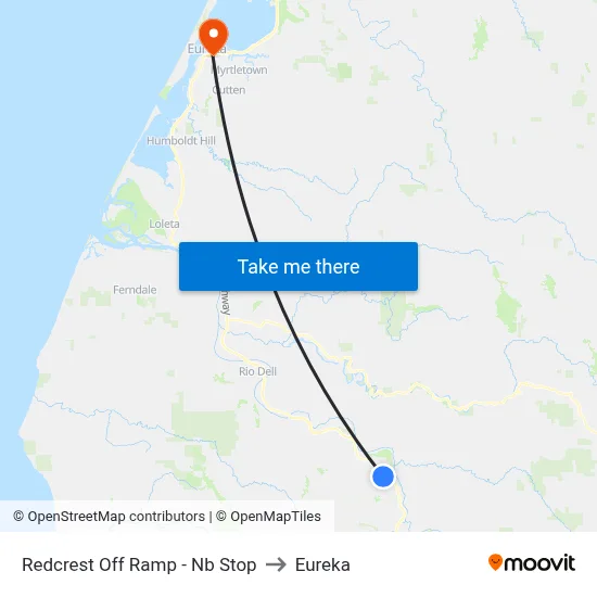 Redcrest Off Ramp - Nb Stop to Eureka map