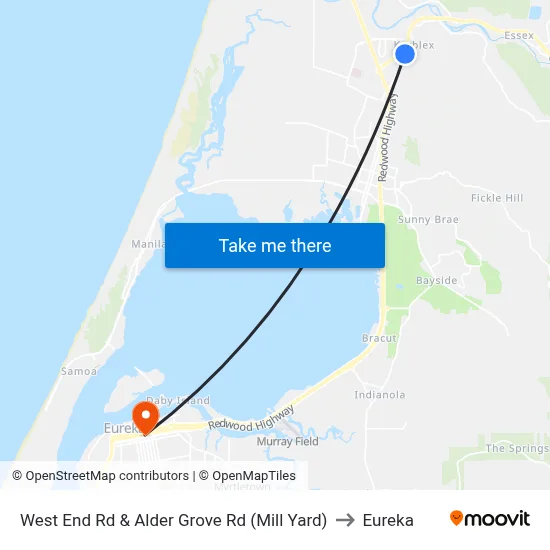 West End Rd & Alder Grove Rd (Mill Yard) to Eureka map