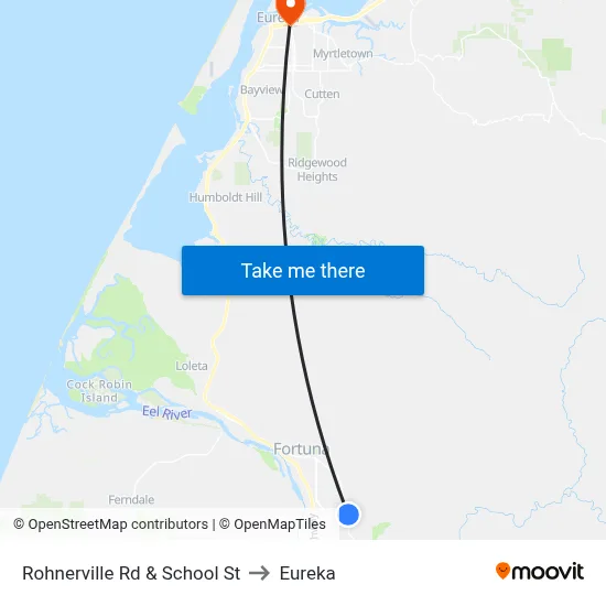 Rohnerville Rd & School St to Eureka map