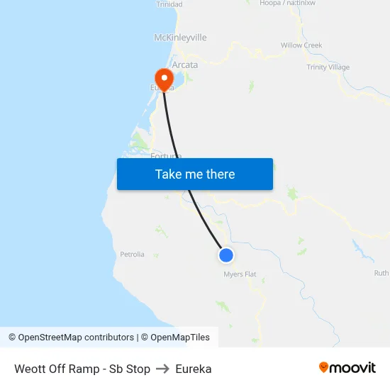 Weott Off Ramp - Sb Stop to Eureka map