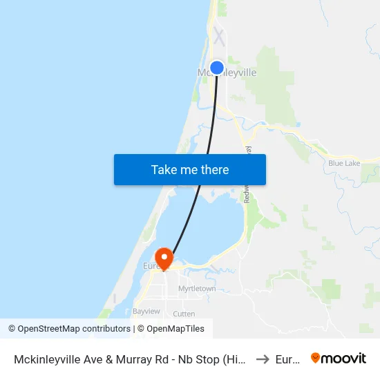 Mckinleyville Ave & Murray Rd - Nb Stop (High School) to Eureka map