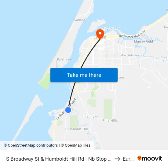 S Broadway St & Humboldt Hill Rd - Nb Stop (Spruce Point) to Eureka map