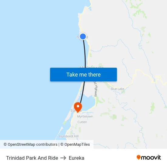 Trinidad Park And Ride to Eureka map