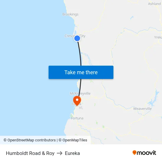 Humboldt Road & Roy to Eureka map