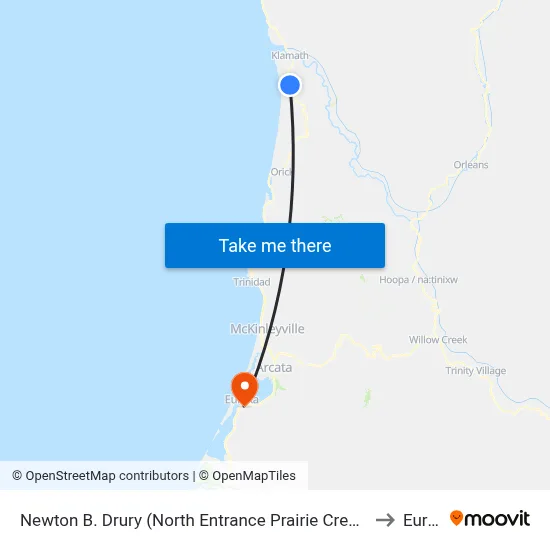 Newton B. Drury (North Entrance Prairie Creek State Park) Sb to Eureka map