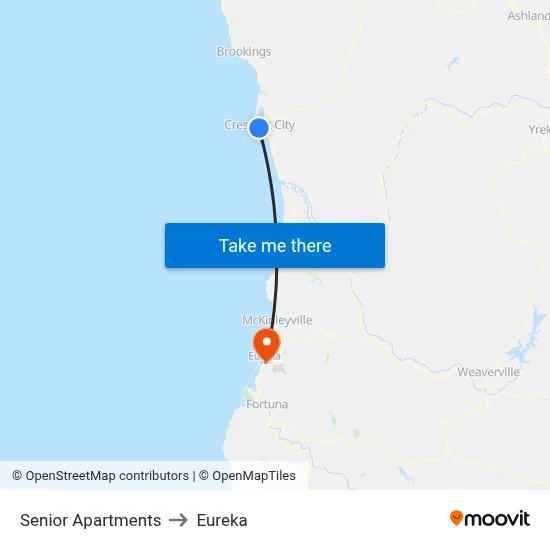 Senior Apartments to Eureka map