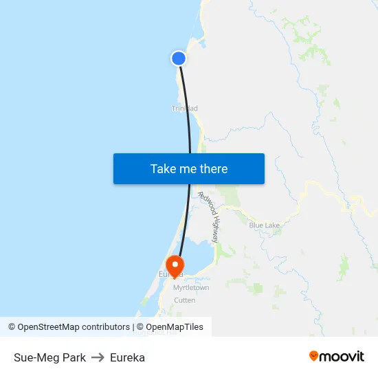Sue-Meg Park to Eureka map