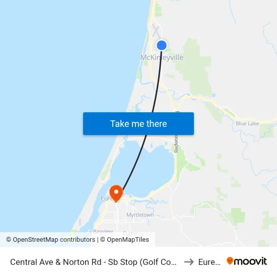 Central Ave & Norton Rd - Sb Stop (Golf Course) to Eureka map