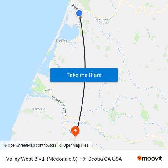 Valley West Blvd. (Mcdonald'S) to Scotia CA USA map