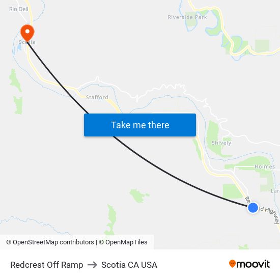 Redcrest Off Ramp to Scotia CA USA map