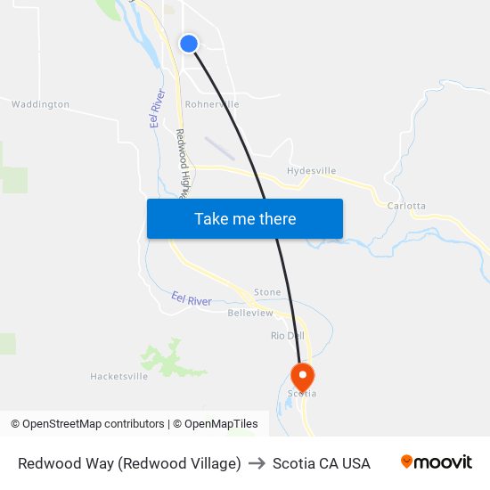 Redwood Way (Redwood Village) to Scotia CA USA map