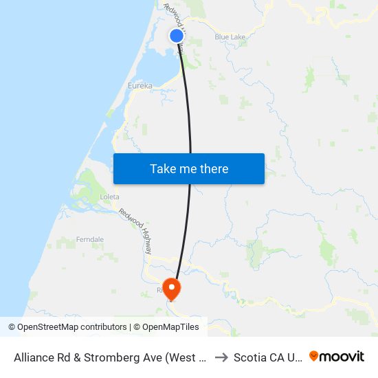 Alliance Rd & Stromberg Ave (West Side) to Scotia CA USA map