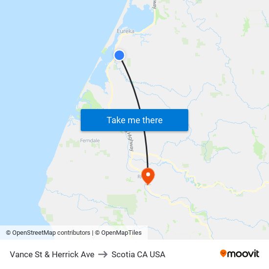 Vance St & Herrick Ave to Scotia CA USA map