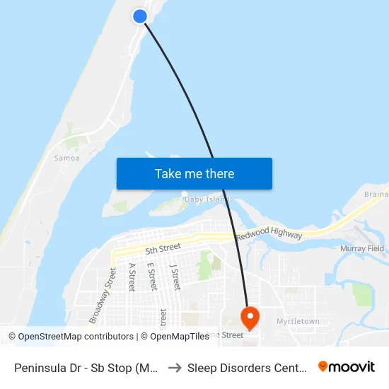 Peninsula Dr - Sb Stop (Manila Community Center) to Sleep Disorders Center St Joseph Hospital map