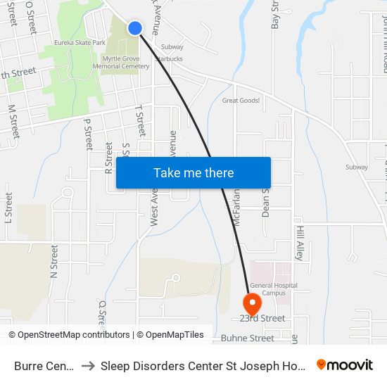 Burre Center to Sleep Disorders Center St Joseph Hospital map