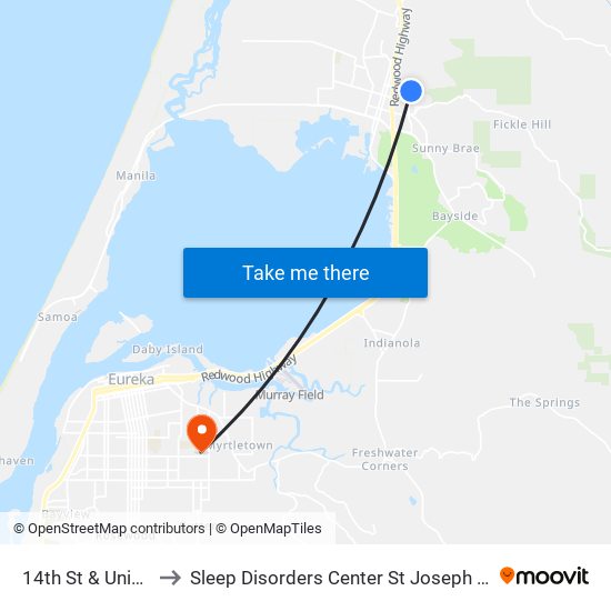 14th St & Union St to Sleep Disorders Center St Joseph Hospital map