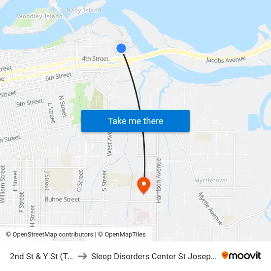 2nd St & Y St (Target) to Sleep Disorders Center St Joseph Hospital map