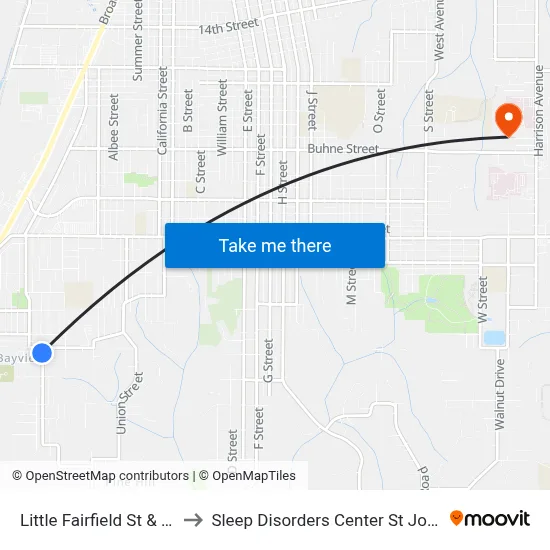 Little Fairfield St & Allard Ave to Sleep Disorders Center St Joseph Hospital map