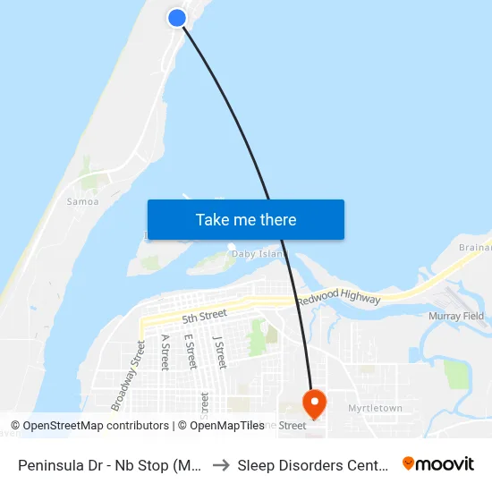 Peninsula Dr - Nb Stop (Manila Community Center) to Sleep Disorders Center St Joseph Hospital map