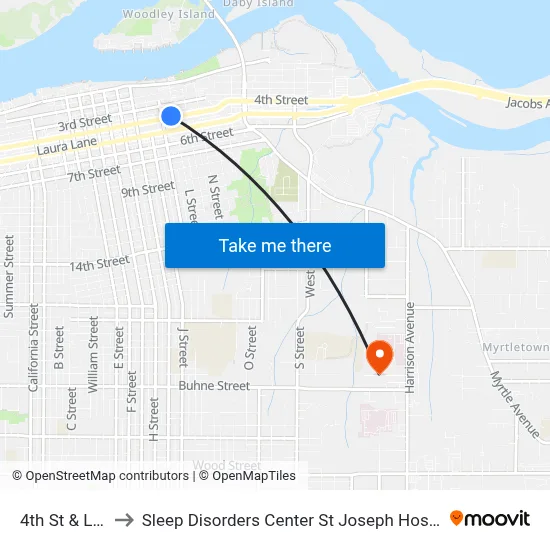4th St & L St to Sleep Disorders Center St Joseph Hospital map