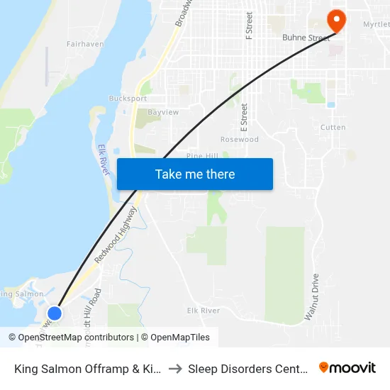 King Salmon Offramp & King Salmon Ave - Sb Stop to Sleep Disorders Center St Joseph Hospital map