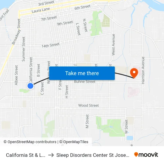 California St & Long St to Sleep Disorders Center St Joseph Hospital map