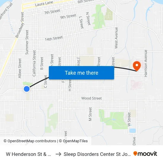 W Henderson St & Summer St to Sleep Disorders Center St Joseph Hospital map
