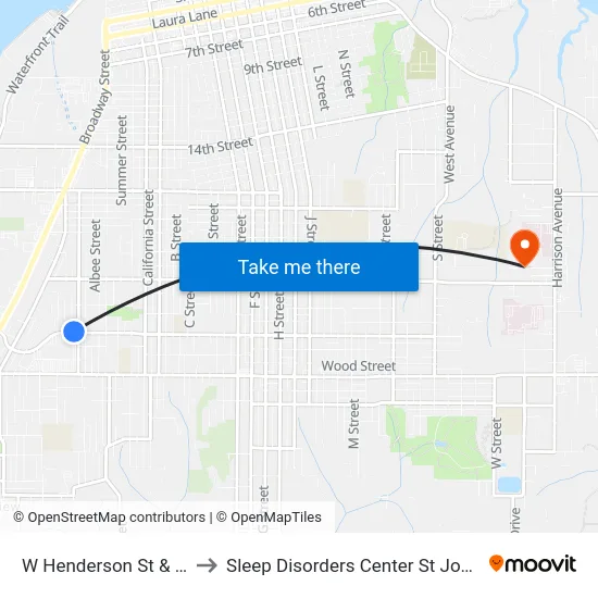 W Henderson St & Spring St to Sleep Disorders Center St Joseph Hospital map