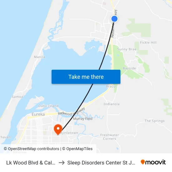 Lk Wood Blvd & California Ave to Sleep Disorders Center St Joseph Hospital map