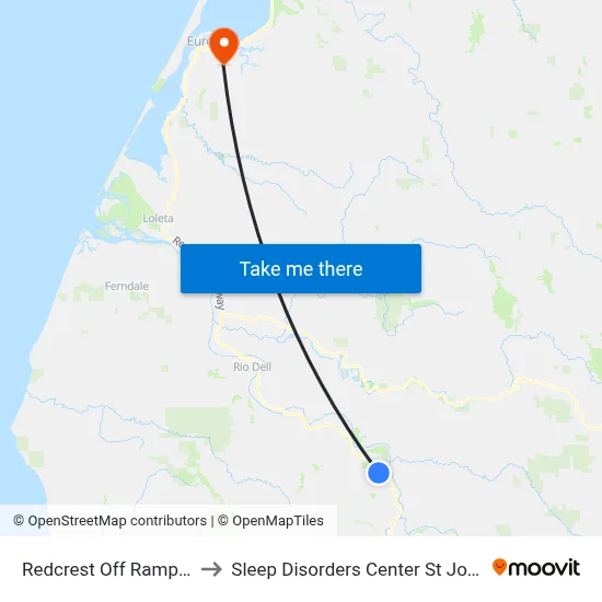 Redcrest Off Ramp - Nb Stop to Sleep Disorders Center St Joseph Hospital map