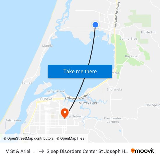 V St & Ariel Way to Sleep Disorders Center St Joseph Hospital map