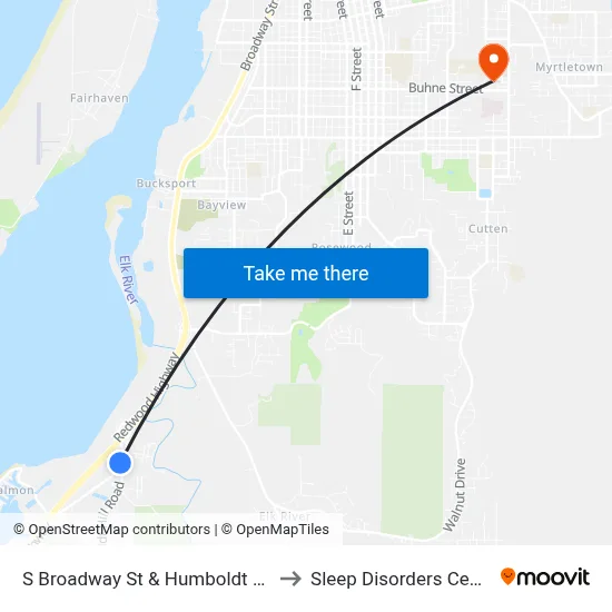 S Broadway St & Humboldt Hill Rd - Sb Stop (Spruce Point) to Sleep Disorders Center St Joseph Hospital map