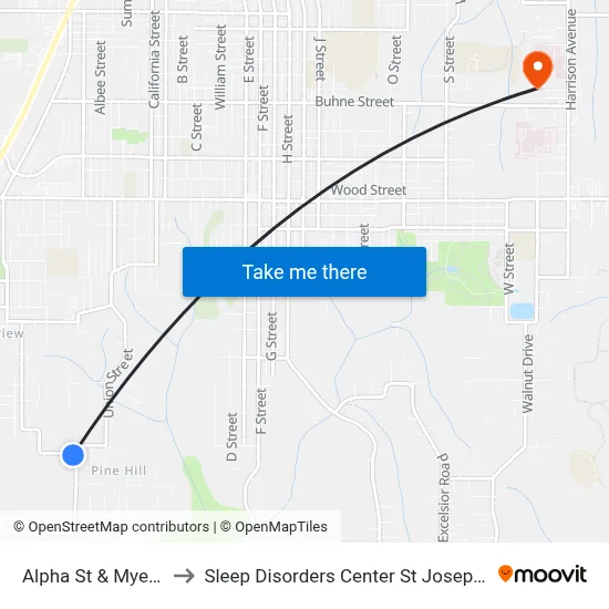 Alpha St & Myers Ave to Sleep Disorders Center St Joseph Hospital map